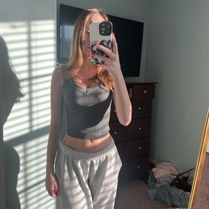 Gray Ribbed Crop Top